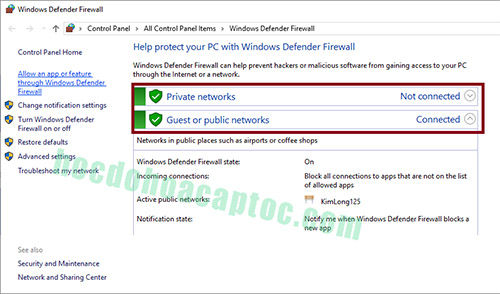 Cách bật tắt tường lửa windown