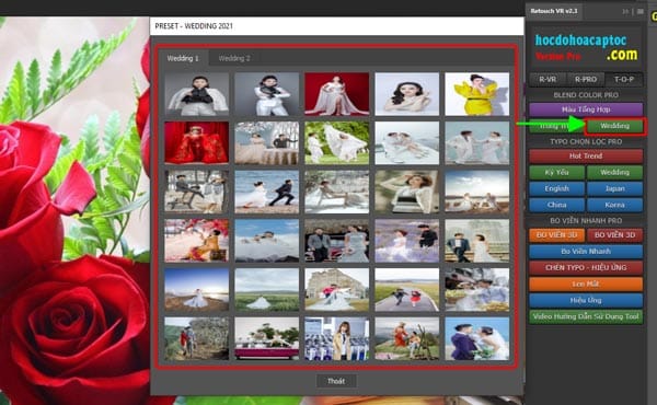 Chèn hiệu ứng wedding