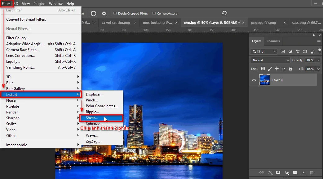 Cách tạo ra một thành phố xoay tròn trong photoshop