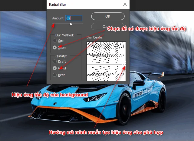 3 Cách tạo hiệu ứng tốc độ cho xe trong photoshop (phần 2)