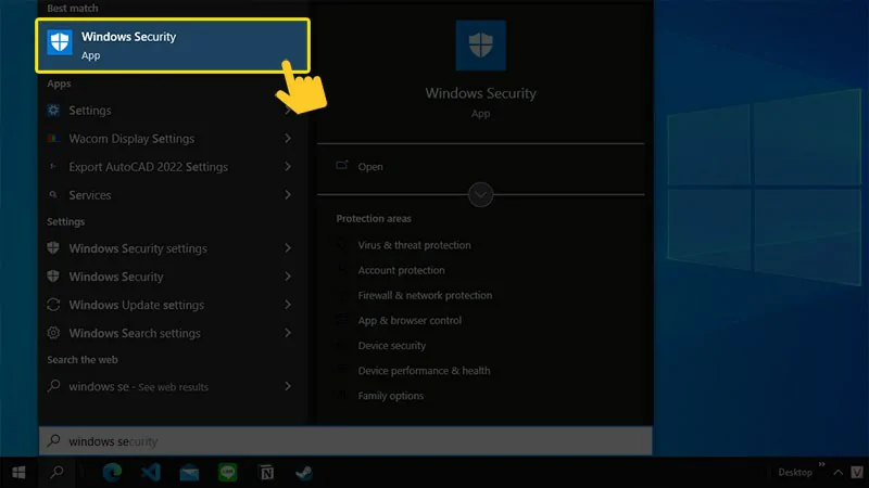 Tìm Windows Security